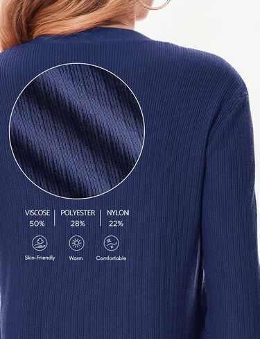 كنزة صوفية BB&KK للنساء عصرية مضلعة بأكمام طويلة مفتوحة من الأمام متماسكة كاجوال للخريف ملابس خارجية منفضة مع جيوب in Kuwait