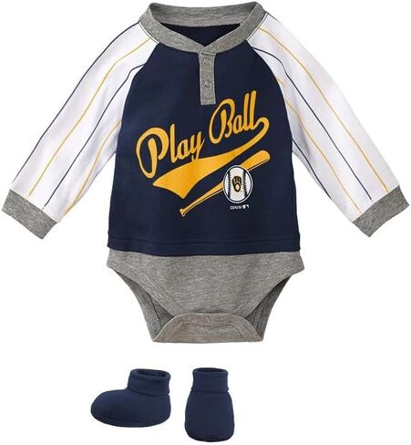 Outerstuff MLB Newborn Infants is It Game Time Yet 3 Piece Onseie Creeper Bodysuit Set in Kuwait