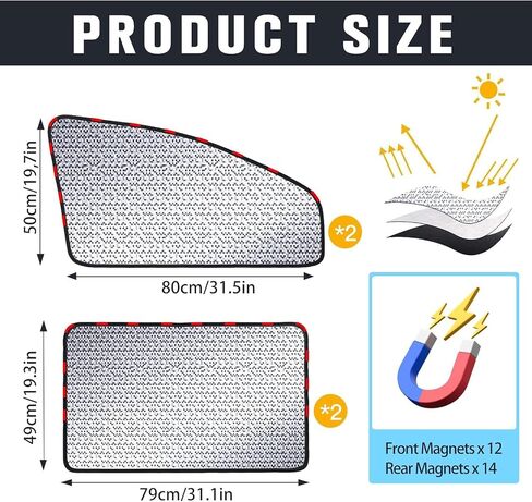 ZATOOTO Car Window Shades | Adjustable Extendable Rods for Custom Fit | Premium Blackout Car Curtain | Baby & Pet Sun Protection | Side & Rear Window Cover for SUVs, Vans, Trucks in Kuwait