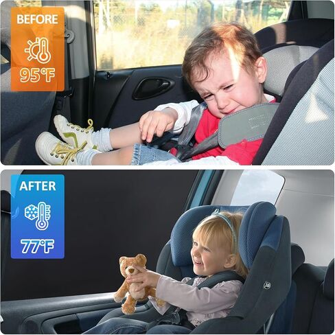 ZATOOTO Car Window Shades | Adjustable Extendable Rods for Custom Fit | Premium Blackout Car Curtain | Baby & Pet Sun Protection | Side & Rear Window Cover for SUVs, Vans, Trucks in Kuwait