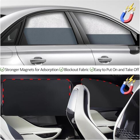 ZATOOTO Car Window Shades | Adjustable Extendable Rods for Custom Fit | Premium Blackout Car Curtain | Baby & Pet Sun Protection | Side & Rear Window Cover for SUVs, Vans, Trucks in Kuwait