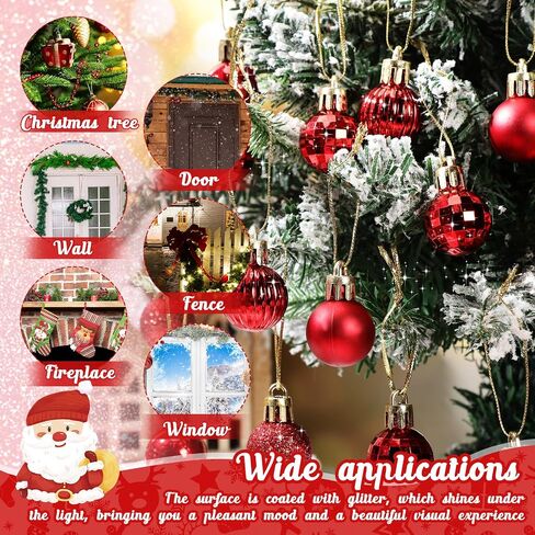 Sumind 48 Pieces Christmas Ball Ornaments Mini Christmas Tree Decoration Miniature Christmas Tree Ornaments for Small Trees (Red) in Saudi Arabia