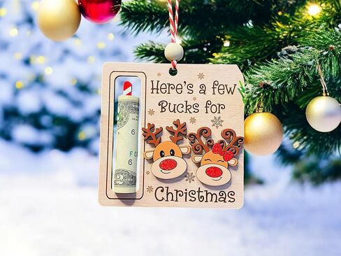 AXAHUHA Reindeer Money Holder, Cute Money Holder Christmas Wooden Ornament, Here’s A Few Bucks for Christmas Hanging Ornament in Saudi Arabia