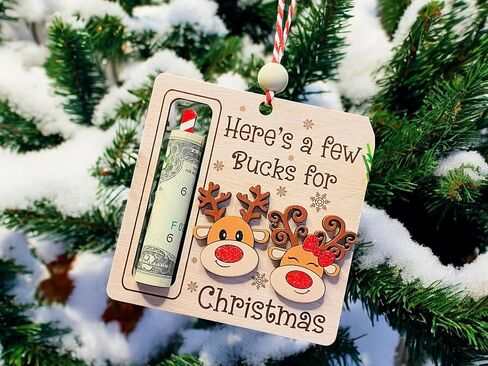 AXAHUHA Reindeer Money Holder, Cute Money Holder Christmas Wooden Ornament, Here’s A Few Bucks for Christmas Hanging Ornament in Saudi Arabia