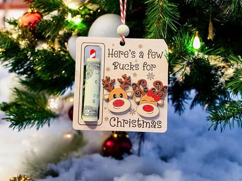 AXAHUHA Reindeer Money Holder, Cute Money Holder Christmas Wooden Ornament, Here’s A Few Bucks for Christmas Hanging Ornament in Saudi Arabia