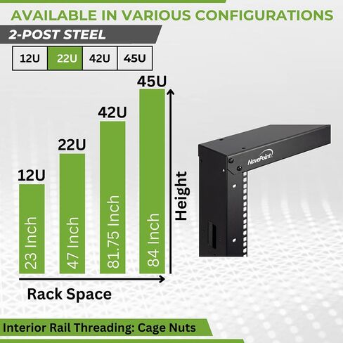 NavePoint 25U 2 حامل خادم بإطار مفتوح لمعدات 19 بوصة، AV، الشبكات، أجهزة البيانات وتكنولوجيا المعلومات، حامل 2 حامل 25U بسعة وزن 881 رطل، أبيض in Saudi Arabia