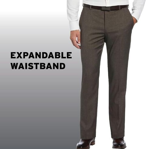 Savane Men's Performance Gabardine Dress Pant With Expandable Waistband, Flat Front No Iron Stretch Fabric in Saudi Arabia