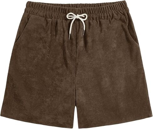 شورت قصير للرجال ذو ساق مستقيمة برباط خصر وربطة أمامية، شورت أمامي مسطح مع جيب in Kuwait