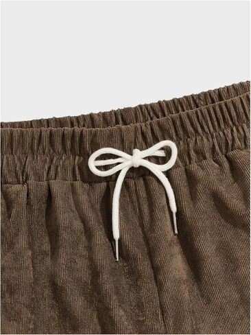 شورت قصير للرجال ذو ساق مستقيمة برباط خصر وربطة أمامية، شورت أمامي مسطح مع جيب in Kuwait