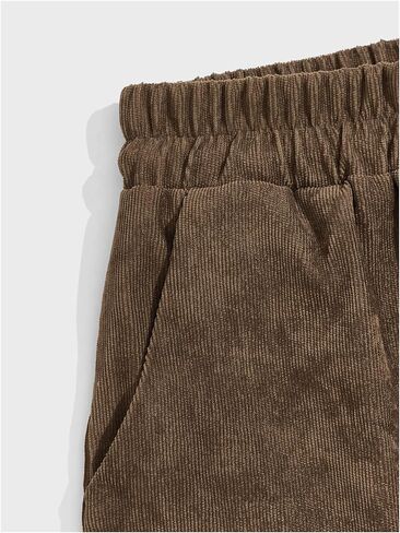 شورت قصير للرجال ذو ساق مستقيمة برباط خصر وربطة أمامية، شورت أمامي مسطح مع جيب in Kuwait