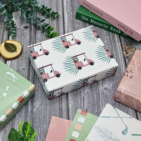 NARCSCHICHU 8 Pcs Golf Wrapping Paper Boho Style Gift Wrap for Birthday Holiday Baby Shower Golf Party - 19 X 27 Inches Per Sheet in Saudi Arabia