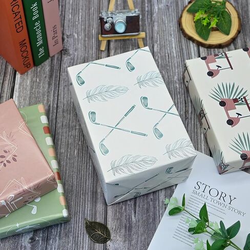 NARCSCHICHU 8 Pcs Golf Wrapping Paper Boho Style Gift Wrap for Birthday Holiday Baby Shower Golf Party - 19 X 27 Inches Per Sheet in Saudi Arabia
