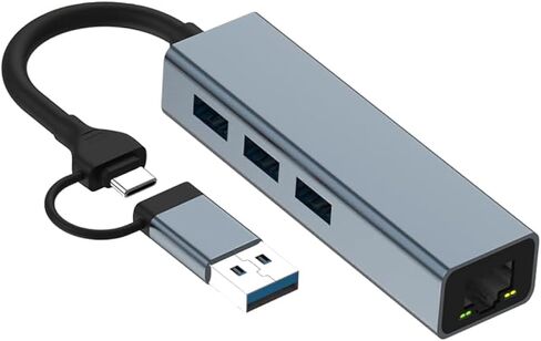 USB+Type C 2 في 1 إلى منفذ LAN (100 ميجا بت في الثانية) + HUB Hub USB C إلى HDMI Hub Ethernet 3*USB 3.0 قارئ بطاقات SD/TF، ​​متوافق مع أجهزة الكمبيوتر المحمولة USB C وأجهزة C الأخرى in Saudi Arabia