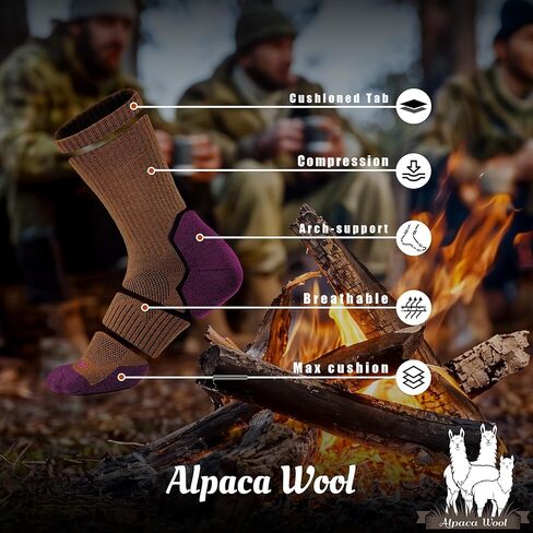 Alpaca Wool Boots Socks Men Women Thermal Warm Compression Cushioned Thick Winter Hunting Socks Hiking in Kuwait