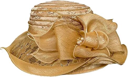 Women Kentucky-Organza Sun-Hat with Bow-Flower Church-Derby-Fascinators Bowler-Hat for Wedding Tea Party Cocktail Events in Saudi Arabia