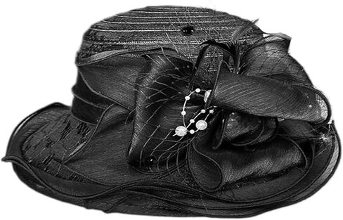 Women Kentucky-Organza Sun-Hat with Bow-Flower Church-Derby-Fascinators Bowler-Hat for Wedding Tea Party Cocktail Events in Saudi Arabia