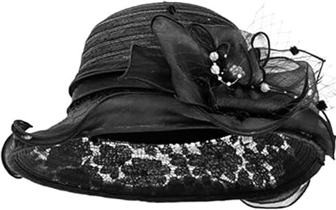 Women Kentucky-Organza Sun-Hat with Bow-Flower Church-Derby-Fascinators Bowler-Hat for Wedding Tea Party Cocktail Events in Saudi Arabia
