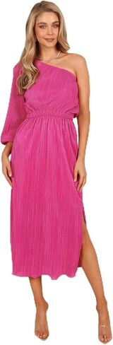 Petal & Pup Women's Pontee One Shoulder Pleated Midi Dress in Kuwait