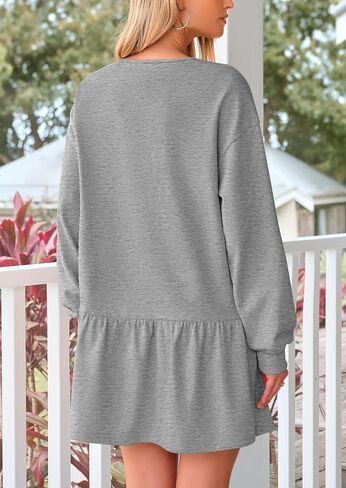 PRETTYGARDEN Womens Fall Patchwork Sweatshirt Dress Casual Long Sleeve Crewneck Pullover Cute Babydoll Mini Dresses in Saudi Arabia