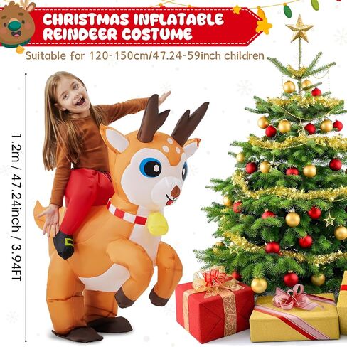 أزياء قابلة للنفخ للأطفال في عيد الميلاد مع ضوء LED لركوب الخيل المضحك للحفلات التنكرية in Kuwait