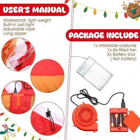 أزياء قابلة للنفخ للأطفال في عيد الميلاد مع ضوء LED لركوب الخيل المضحك للحفلات التنكرية in Kuwait