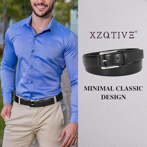 XZQTIVE Men's Dress Belt - Leather Belt for men, Men's Belt with Prong Buckle for Business and Casual in Saudi Arabia