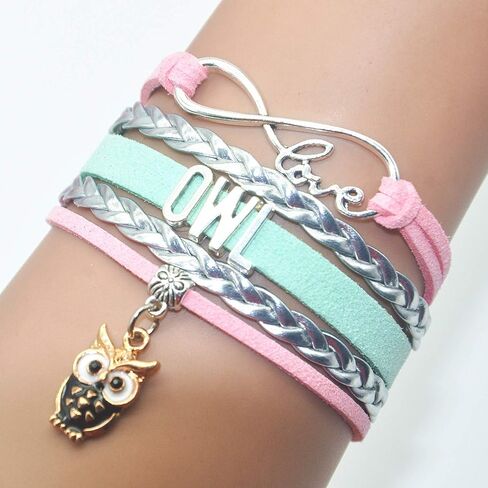 HCChanshi Owl Bracelet Cuff Infinity Love Cute Owl Gifts Owl Jewelry Bracelet Gifts For Owl lovers, Owl Teacher Gifts, Owl Friendship Gifts in Saudi Arabia