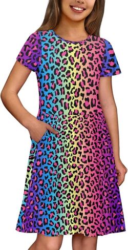 Uourmeti Casual Dress for Kids 2-3 Girls Summer Dresses Short Sleeve Midi Dress in Kuwait