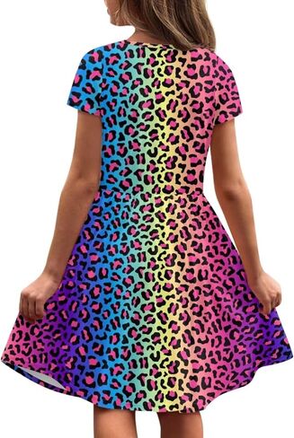 Uourmeti Casual Dress for Kids 2-3 Girls Summer Dresses Short Sleeve Midi Dress in Kuwait