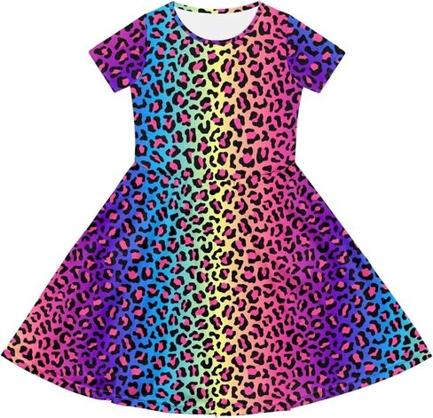 Uourmeti Casual Dress for Kids 2-3 Girls Summer Dresses Short Sleeve Midi Dress in Kuwait