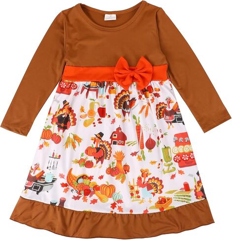 فستان للفتيات الصغيرات لعيد الهالوين لعيد الشكر مطبوع عليه شبح الخفافيش من الأسفل فستان كاجوال ملابس من 1 إلى 8 سنوات in Kuwait