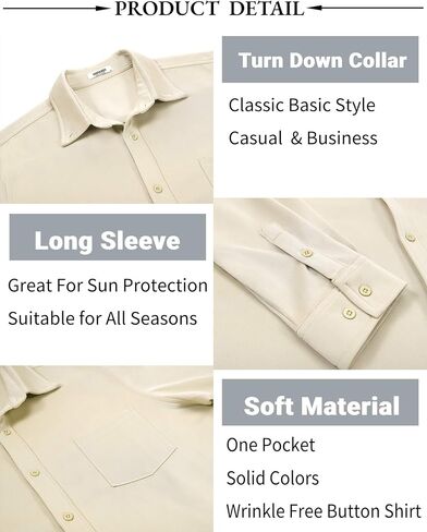 COOFANDY Mens Long Sleeve Button Down Shirt Wrinkle Free Casual Shirt for Men Untucked Shirts with Pocket for Wedding in Saudi Arabia