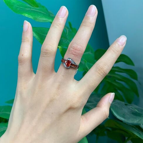 14K Black Gold Plated Statement Ring, Crystal Silver Band Rings Promise Rings for Women Jewelry Gifts - Purple/Red Cubic Zirconia emo Ring - Mothers Day Gifts in Kuwait