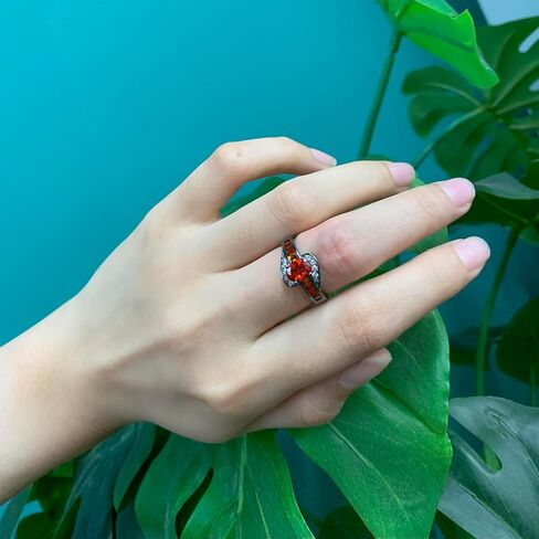 14K Black Gold Plated Statement Ring, Crystal Silver Band Rings Promise Rings for Women Jewelry Gifts - Purple/Red Cubic Zirconia emo Ring - Mothers Day Gifts in Kuwait