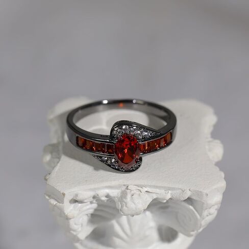 14K Black Gold Plated Statement Ring, Crystal Silver Band Rings Promise Rings for Women Jewelry Gifts - Purple/Red Cubic Zirconia emo Ring - Mothers Day Gifts in Kuwait