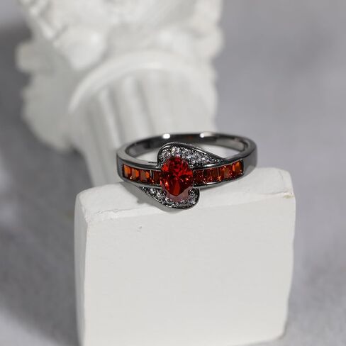 14K Black Gold Plated Statement Ring, Crystal Silver Band Rings Promise Rings for Women Jewelry Gifts - Purple/Red Cubic Zirconia emo Ring - Mothers Day Gifts in Kuwait