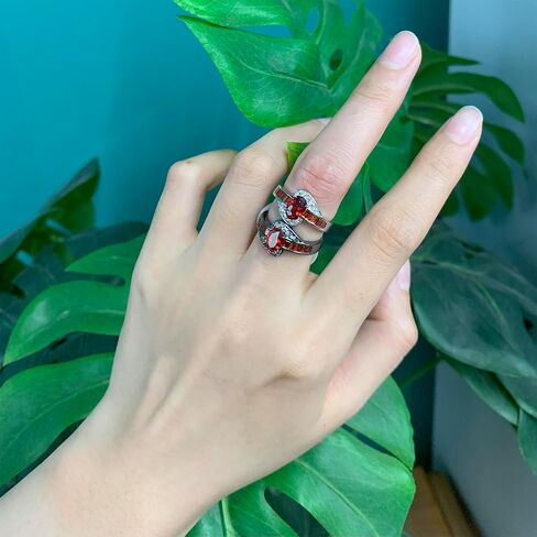 14K Black Gold Plated Statement Ring, Crystal Silver Band Rings Promise Rings for Women Jewelry Gifts - Purple/Red Cubic Zirconia emo Ring - Mothers Day Gifts in Kuwait