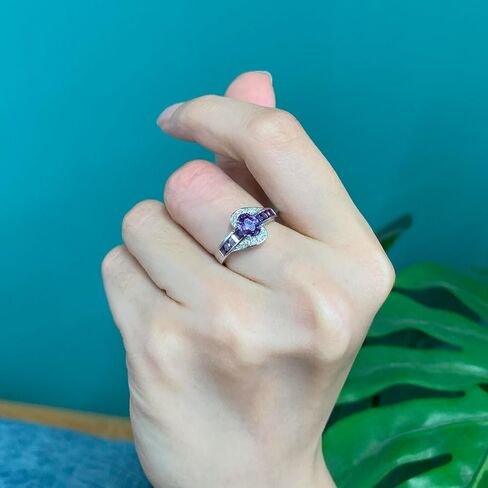 14K Black Gold Plated Statement Ring, Crystal Silver Band Rings Promise Rings for Women Jewelry Gifts - Purple/Red Cubic Zirconia emo Ring - Mothers Day Gifts in Kuwait