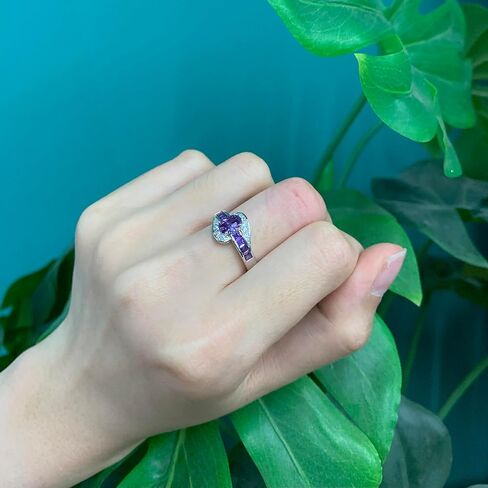 14K Black Gold Plated Statement Ring, Crystal Silver Band Rings Promise Rings for Women Jewelry Gifts - Purple/Red Cubic Zirconia emo Ring - Mothers Day Gifts in Kuwait