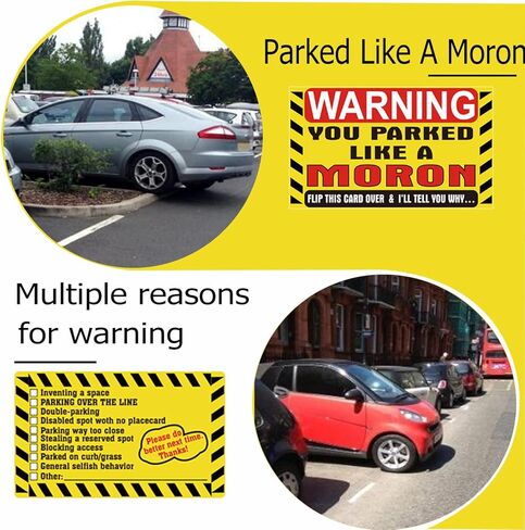 بطاقة Well Tile You Parking Like a Moron Note مزدوجة الجوانب مقاس 3 × 5 بوصات متعددة الأسباب، بطاقة مخالفة لوقوف السيارات، مزحة مضحكة، بطاقات متوقفة بشكل غير قانوني، حان الوقت لمعاقبة البلهاء في موقف السيارات، بطاقة هدية 25 قطعة in Saudi Arabia