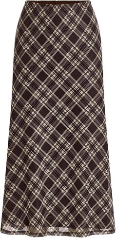 Floerns Women's Plaid Print A Line Skirts Mesh High Waisted Cute Long Skirt in Saudi Arabia