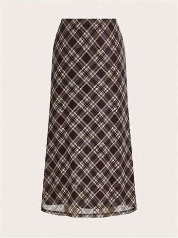 Floerns Women's Plaid Print A Line Skirts Mesh High Waisted Cute Long Skirt in Saudi Arabia