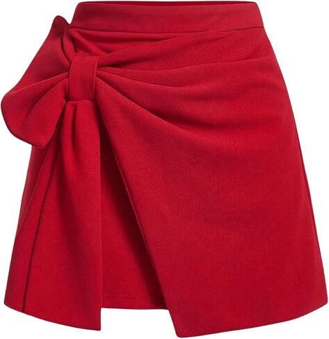 SweatyRocks Women's Bowknot Mini Skirt Ruched A Line High Waist Summer Skirts in Saudi Arabia