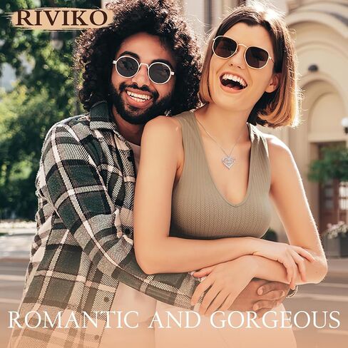 RIVIKO 925 Sterling Silver Cross Birthstone Necklace for Women,Love Heart Pendant Necklaces Trendy,Halloween Anniversary Christmas Jewelry Birthday Gifts for Women Wife Mother Friend in Kuwait