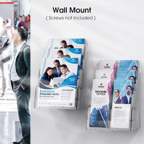 حامل كتيب maxgear 3 طبقات 8.5 × 11 بوصة مع مقسم قابل للإزالة للكتيبات مقاس 4 × 9 بوصة حامل نشرة حامل نشرة أكريليك حامل أدب واضح على الحائط أو استخدام سطح الطاولة، حزمة واحدة in Saudi Arabia
