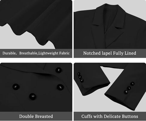 V VOCNI Women's Cropped Blazer Double Breasted Long Sleeve Business Casual Crop Jacket in Saudi Arabia