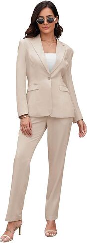 Women's Suits for Work Professional, 2 Piece Office Work Suit Set, Slim Fit One Button Blazer Jacket and Pants Set in Kuwait