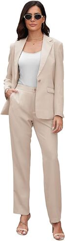 Women's Suits for Work Professional, 2 Piece Office Work Suit Set, Slim Fit One Button Blazer Jacket and Pants Set in Kuwait