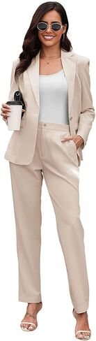 Women's Suits for Work Professional, 2 Piece Office Work Suit Set, Slim Fit One Button Blazer Jacket and Pants Set in Kuwait
