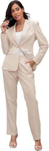 Women's Suits for Work Professional, 2 Piece Office Work Suit Set, Slim Fit One Button Blazer Jacket and Pants Set in Kuwait